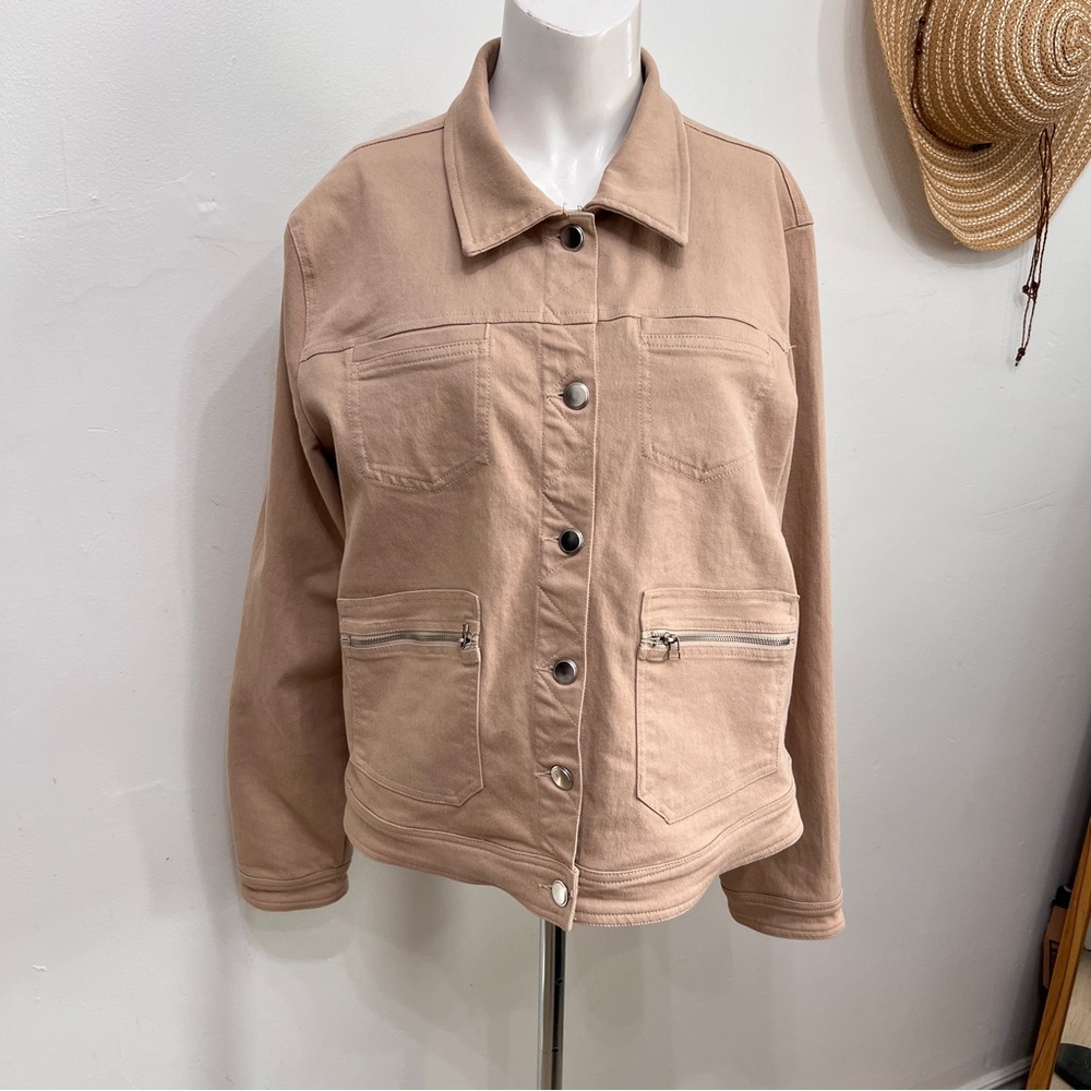 Tribal Tan Jean Jacket Classic Collar Cropped Fit